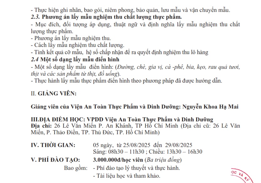 dao tao ky thuat lay mau thuc pham 2